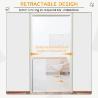 PawHut Retractable Stair Gate,  Dog Pet Barrier, for Doorway, Staircase, Hallway - White(m-5)