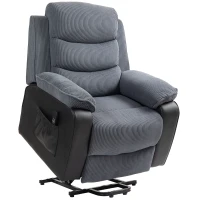 HOMCOM Riser Recliner Chair for Elderly, Electric Power Lift Recliner Armchair, Corduroy PU Leather Patchwork, Brown(m-1)