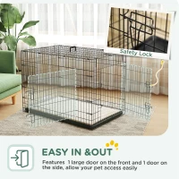 PawHut Foldable Dog Crate with 2 Doors with Tray, Soft Cushion, for Extra and Large Dogs, 106 x 71.5 x 76 cm, Black(m-5)