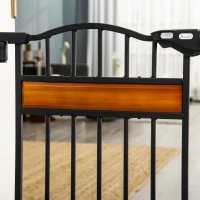 PawHut Pet Gate Safety Gate, with Cat Flap, Auto Close, for Staircases, Doorways, Hallways, 74-80cm Wide - Black(m-22)