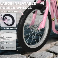 HOMCOM Kids Scooter, Teen Kick Scooter with Rubber Wheels, 16" Front Wheel, Height Adjustable Handlebar, Dual Brakes, Kick Stand, for 5+ Years, Pink(m-5)