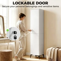 HOMCOM 1 Door Wardrobe with Hanging Rod and Storage Shelf 36 cm Wide Freestanding Clothes Storage Cupboard White(m-6)