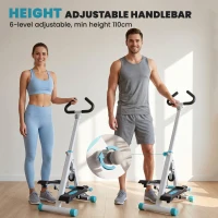HOMCOM Stepper w/ Handle Hand Grip Workout Fitness Machine For Fitness Aerobic Exercise Home Gym White(m-5)