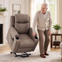 HOMCOM Riser Recliner Chair with Massage and Heat, Linen Electric Lift Armchair for Elderly with Spring Cushion, Brown(m-9)