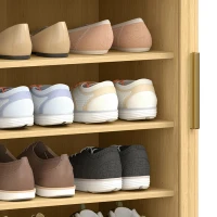 HOMCOM Sapateira 5 Níveis 15 Pares com Portas Deslizantes Prateleiras Ajustáveis 78x38x95,2 cm Carvalho(m-9)