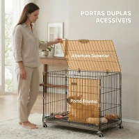 PawHut Jaula para Cães Dobrável com Rodas, Bandeja Extraível, Porta Deslizante e Teto Rebatível, 75,5x46x64,5 cm, Preto(m-6)