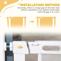 PawHut Pet Safety Gate, for Doorways, Staircases, Hallways, with 75-82cm Adjustable Width - White(m-8)
