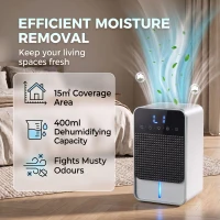 HOMCOM 400mL/Day Small Dehumidifier, RGB Mood Lights, Timer, LED Display, Dehumidifier for Home, Bedroom(m-4)