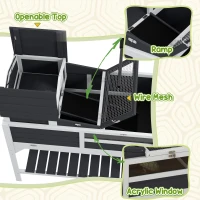 PawHut Wooden Tortoise Enclosure, Tortoise Tank w/ Adjustable Lamp Holder, Openable Lid, Removable Main House - Grey(m-8)