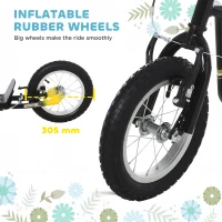 HOMCOM Teen Kids Stunt Scooter w/ Adjustable Handlebar, 12 Inch Rubber Tyres, Dual Brakes, Black(m-5)