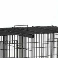PawHut Bird Cage with Divider, 4 Wooden Perches, Slide Out Tray, 4 Feeders, for Budgie, Lovebird, Canary, 76 x 46 x 46cm, Black(m-11)