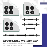 SPORTNOW Adjustable Weight Barbell & Dumbbells Set Free Weights Strength Muscle Exercise Home Gym Training, Black and Green(m-5)