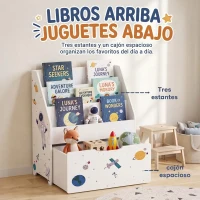 AIYAPLAY Librería Infantil con Cajón Móvil y 3 Estantes Estantería para Libros Diseño de Espacio Montessori 3 a 8 Años Blanco(m-4)