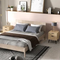 HOMCOM Lot de 2 tables de chevet table de nuit style nordique moderne avec tiroir à deux niveaux 40 x 40 x 50 cm chêne(m-7)