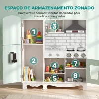AIYAPLAY Cozinha de Madeira com Luzes e Sons, Exaustor, Dispensador de Água, Máquina de Café, Frigorífico e Forno(m-11)