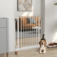 PawHut Extra Wide Dog Gate, with Door Pressure, for Doorways, Hallways, Staircases - White(m-10)