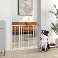 PawHut Poartă pentru câini reglabilă până la 100 cm fără șuruburi, cu 2 extensii și înălțime de 72 cm, albă(m-2)