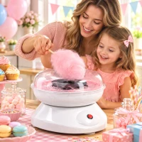 HOMCOM Candy Floss Maker, Quick Making Electric Cotton Floss Machine with 10 Bamboo Sticks, White(m-8)