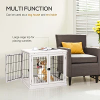 PawHut Dog Crate Furniture, Puppy Crate End Table, Pet Kennel House with 2 Doors for Medium and Small Dogs, 81 x 58.5 x 66 cm, White(m-5)
