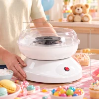 HOMCOM Candy Floss Maker, Quick Making Electric Cotton Floss Machine with 10 Bamboo Sticks, White(m-3)