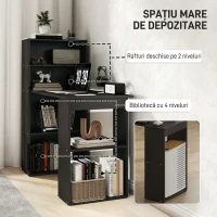 HOMCOM Birou PC din Lemn cu 6 Rafturi Laterale pentru Depozitare, 120x55x120 cm, Negru(m-5)