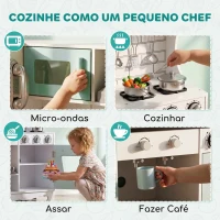 AIYAPLAY Cozinha de Madeira com Luzes e Sons, Exaustor, Dispensador de Água, Máquina de Café, Frigorífico e Forno(m-6)