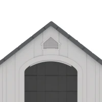 PawHut Niche pour chien extérieur, maison chien en polypropylène imperméable ventilé plancher surélevé 66x55x65cm gris clair(m-13)