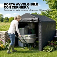 Outsunny Tenda Garage con Ingresso Avvolgibile, Corde e Picchetti, in Metallo Zincato e PE, 220x157x165 cm, Grigio Scuro(m-6)