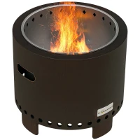 Outsunny Feuerschale Feuerstelle Feuertonne, wetterbeständig, 45 x 45 x 42 cm, Schwarz + Bronze(m-12)