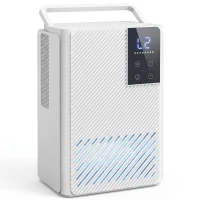HOMCOM 400mL/Day Small Dehumidifier, RGB Mood Lights, 24H Timer, LED Display, Dehumidifier for Home Damp, White(m-1)