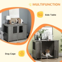 PawHut Dog Crate Table for Medium and Large Dogs with Magnetic Door for Indoor Use, 114 x 60 x 82 cm, Grey(m-5)