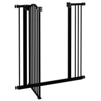 PawHut Metal Pet Safety Gate Dog Gate Folding Fence 74-87cm, Black(m-8)
