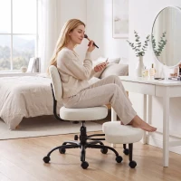 HOMCOM Scaun de birou ergonomic pentru picioare încrucișate rotativ 360° roți PU înălțime reglabilă pentru ADHD meditație crem(m-4)