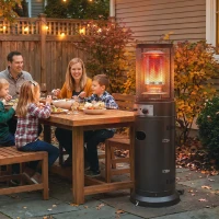 Outsunny Gas Patio Heater, 11 kW Portable Propane Outdoor Heater with Pulse Ignition, Protective Mesh, Tip-over Protection, Black(m-2)