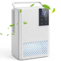 HOMCOM 400mL/Day Small Dehumidifier, RGB Mood Lights, 24H Timer, LED Display, Dehumidifier for Home Damp, White(m-15)