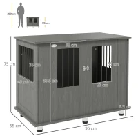Dog Crate Table for Medium and Large Dogs with Magnetic Door for Indoor Use, 95 x 55 x 75 cm, Grey(m-3)