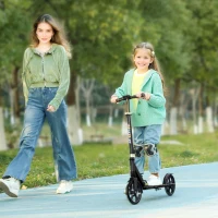 AIYAPLAY Foldable Kids Scooter with Adjustable Handlebar, 200mm Big Wheel, Rear Fender Brake, for Ages 6-12 Years, Black(m-2)