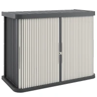 Outsunny Außen-Aufbewahrungsbox 480 L, 2 Ebenen mit Schiebetüren, UV-beständig, 120,5x59,5x92cm, Grau(m-1)