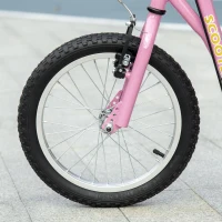 HOMCOM Trottinette patinette Enfant à partir de 5 Ans Grands pneus Guidon réglable poignées Freins et béquille Acier Rose(m-9)