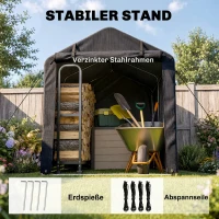 Outsunny Garagenzelt, wasserdicht Zeltgarage mit Tür, UV-beständig 220 x 157 x 165 cm Schwarz(m-5)