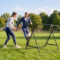HOMCOM Adjustable Rebounder Net Kickback Target Goal for Teens Adults Training, Black(m-7)