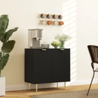 HOMCOM Bufet modern cu 2 uși și raft reglabil, mobilier tip bufet pentru bucătărie și living, cu picioare metalice, negru(m-8)