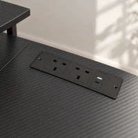 HOMCOM 114.5 cm L-Shaped Gaming Desk, Computer Desk with LED Lights, Power Station and Adjustable Mesh Shelf , Black(m-13)