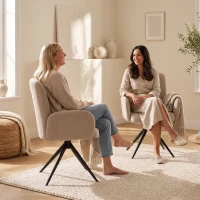 HOMCOM Swivel Accent Chair, Upholstered Linen-Look Armchair with Curved Backrest, Wrapped Armrests for Living Room, Light Brown(m-9)