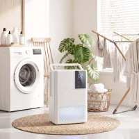 HOMCOM 400mL/Day Small Dehumidifier, RGB Mood Lights, 24H Timer, LED Display, Dehumidifier for Home Damp, White(m-8)