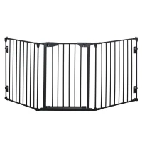 PawHut Poartă pentru câini de talie mică și medie, pliabilă cu 3 panouri, 180x3x74,5 cm, negru(m-16)