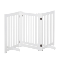 PawHut Barrière Sécurité Porte Verrouillable MDF Blanc