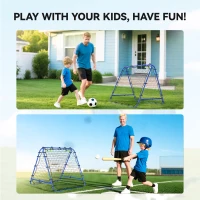 HOMCOM Double Sided Football Rebounder Net, Football Rebound Goal with Five Adjustable Angles, Blue(m-7)