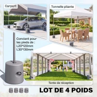 Outsunny Lot de 4 Pieds de tonnelle pop-up remplis d'eau ou de sable pieds de sol pour pavillon en HDPE avec vis de sécurité(m-4)