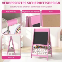 AIYAPLAY 3-in-1 Kindertafel, doppelseitige Kinder Staffelei mit Ablage Aufbewahrungskörben Kreidetafel Whiteboard Papierrolle(m-6)